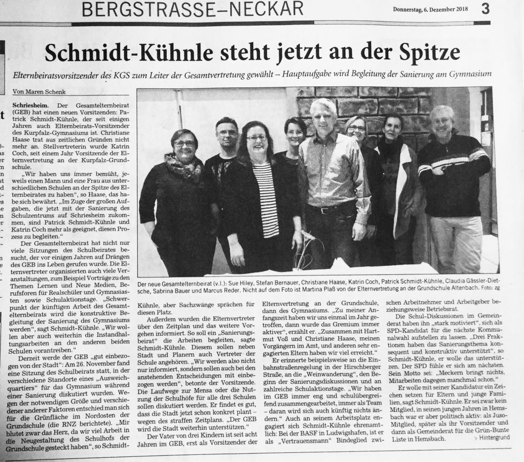 Neuer Gesamtelternbeirat gewählt
