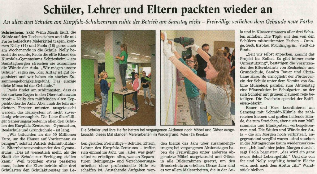 Schulaktionstag des Elternbeirats am 16.10.2017